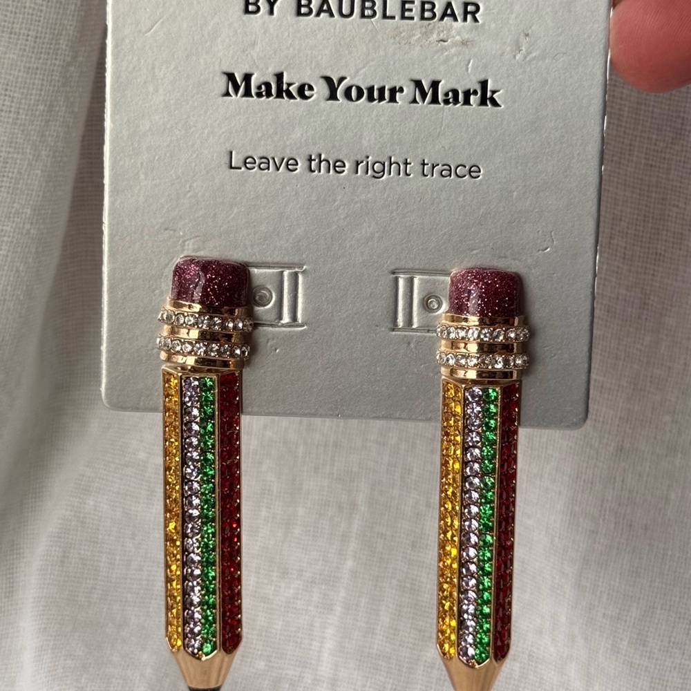 Sugarfix Multicolor Crystal Pencil Drop Earrings - Red, Green & Gold